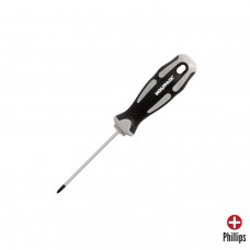 Destornillador Phillips Acero S2 Mango TPR Bimaterial. Medida PH 0 - Ø 3,0 x 75 mm.