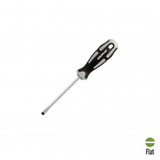 Destornillador Plano Estampado Acero S2 Mango TPR Bimaterial. Medida 1,0 x Ø 5,5 x 100 mm.