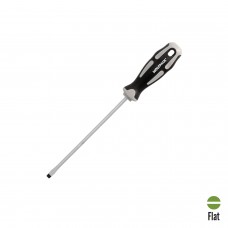 Destornillador Plano Estampado Acero S2 Mango TPR Bimaterial. Medida 1,0 x Ø 5,5 x 150 mm.