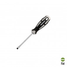 Destornillador Plano Estampado Acero S2 Mango TPR Bimaterial. Medida 1,2 x Ø 6,5 x 100 mm.
