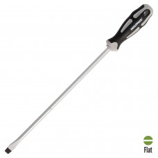 Destornillador Plano Estampado Acero S2 Mango TPR Bimaterial. Medida 1,6 x Ø 9,0 x 300 mm.