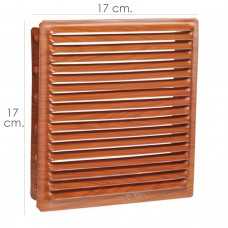 Grelha de ventilação embutida 17x17 cm. Madeira de alumínio