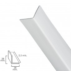 Ângulo de perfil em PVC 25x25 mm. Barra Branca 2,5 metros