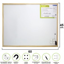 Ardósia Magnética Branca 45x60 cm. Com marcador e 4 ímãs