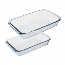 Set 2 Fuentes Horno Cristal Rectangulares 1 / 1,6 Litros.