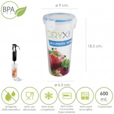 Bacia hermética do recipiente Medidor de plástico redondo 600 ml. Ø 9x18,5 (A) cm.