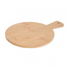 Tabla Cortar Redonda de Madera de Bambu Con Mango Ø 26 x 36 cm.