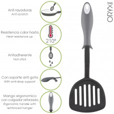 Espátula Rasera Nylon de cozinha com cabo emborrachado 34,5 x 11 cm.