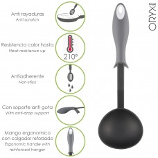 Cozinha de servir de colher de nylon com cabo emborrachado 32 x 9,8 cm.