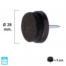Slider Castanho Com Feltro Ø28 (Blister 8 Unidades)
