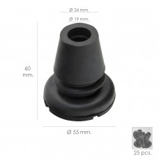 Tubo Taco Gum Baston Preto Ø 19 mm. / Base Ø 55 mm. Saco Tipo Fole 25 Unidades
