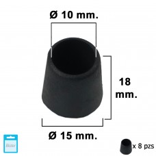 Contera Preto 10mm. Blister 8 peças.