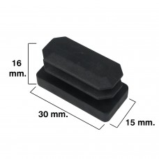 Contera retangular preto 15x30mm. Blister 4 peças.