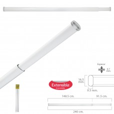 Varão de cortina extensível 148,5 / 240 cm com mola de pressão ajustável (1 peça)