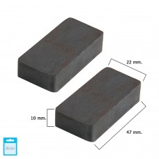 Retangular Ferrite ímã 47x22x10 mm Wolfpack. (Blister 2 peças)