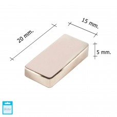 Ímã Wolfpack Neodímio retangular 20x15x5 mm. (Blister 1 Peça)