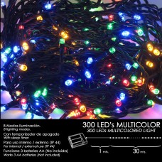 Baterias para Luzes de Natal 300 Leds Multicolor Indoor / Outdoor (IP44)