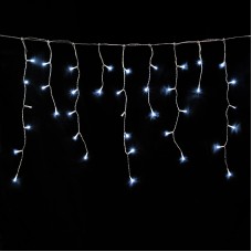 Luces Navidad Cortina 3x0,5 Metros 128 Leds Luz Blanco Frio. Ip44  Cable Transparente.