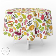 Mantel Hule Redondo Ø 140 cm. Frutas Fantasia
