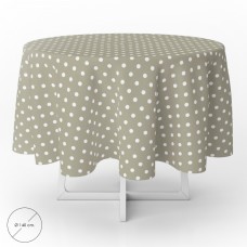 Mantel Hule Redondo Ø 140 cm. Topos Beige