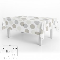 Mantel Hule Rectangular 140 x 250 cm. Circulos Beige