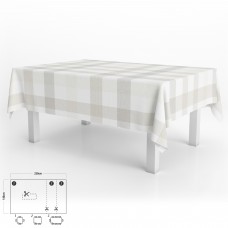 Mantel Hule Rectangular 140 x 250 cm. Cuadros Beige