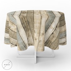 Mantel Hule Redondo Ø 140 cm. Tablones Madera