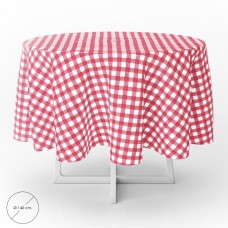 Mantel Hule Redondo Ø140 cm. Cuadros Rojos