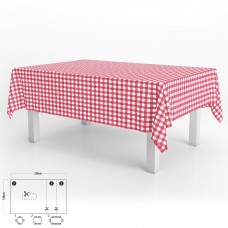 Mantel Hule Rectangular 140 x 250 cm. Cuadros Rojos