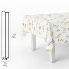 Mantel Hule Rollo 140 cm. x 20 metros. Flores Amarillas