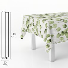 Mantel Hule Rollo 140 cm. x 20 metros. Hojas Verdes