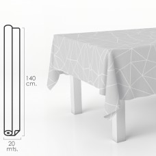 Mantel Hule Rollo 140 cm. x 20 metros. Geometrico Gris