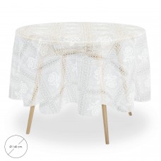Mantel Hule Redondo Ø 140 cm. Bordados Transparente