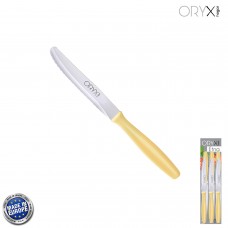 Faca de Mesa Etna Lâmina de serra Aço inoxidável 10 cm. Amarelo (blister de 6 peças)