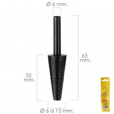 Fresa rotativa para metal conica Ø 6 a 15 mm. Para broca / fresadora