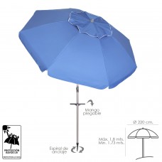 Guarda-sol Alumínio Ø 220 cm. Com alças e proteção UV em espeto / espiral