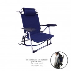 Silla Playa Aluminio Con Bolsillo Isotermico y Correas Tipo Mochila