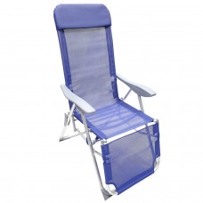 Silla Playa Aluminio 5 Posiciones Azul con Reposapies