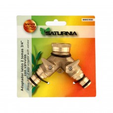 Adaptador Manguera Laton 2 tomas para Grifo 3/4