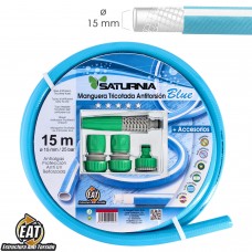 Manguera Tricotada No Torsion Blue Ø 15 mm. Rollo 15 metros Con Accesorios