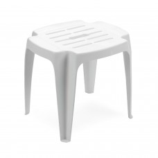 Tamborete branco da resina 42x37x38 cm.
