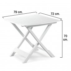 Mesa de resina dobrável branca 79x72x70 cm.