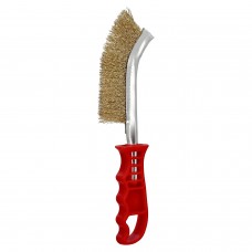 Cepillo Manual Acero Latonado Mango Rojo 25 cm.