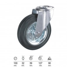 Borracha industrial de roda preta através de 100mm