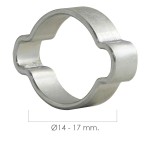 Braçadeira para duas orelhas Ø 14-17 mm.