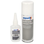 Pegamento Ciano Acrilato (50 Gr.) con Acelerante (200ml) Especial materiales porosos.
