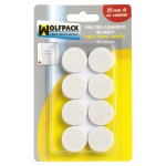 Feltro adesivo Ø 24 mm. (Blister 16 Peças) Branco
