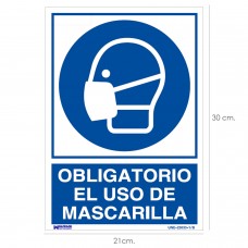 Cartel Obligatorio Uso Mascarilla 30x21 cm.