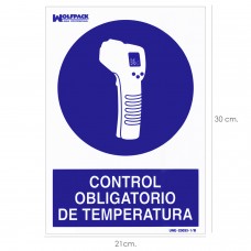Cartel Control Obligatorio Temperatura 30x21 cm.
