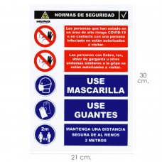 Cartel Combinado Normas Seguridad 30x21cm.